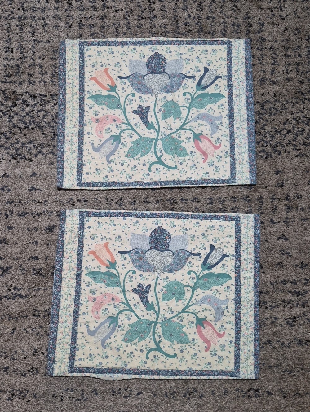 Handmade Floral Block Print Fabric Placemats (2)